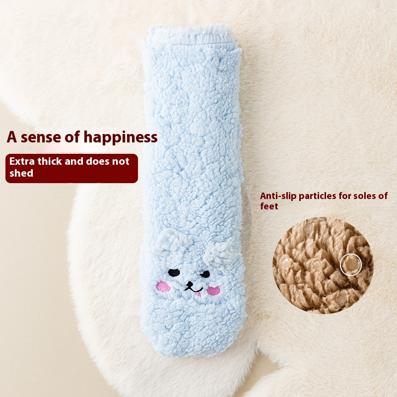 Winter Floor Socks Velvet Thicken Warm Coral Cute