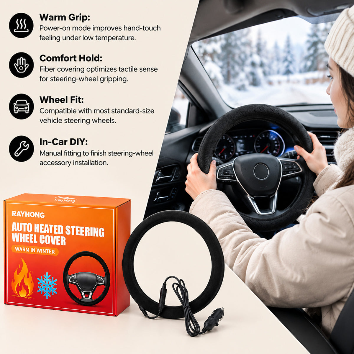 Universal Heated Steering Wheel Cover