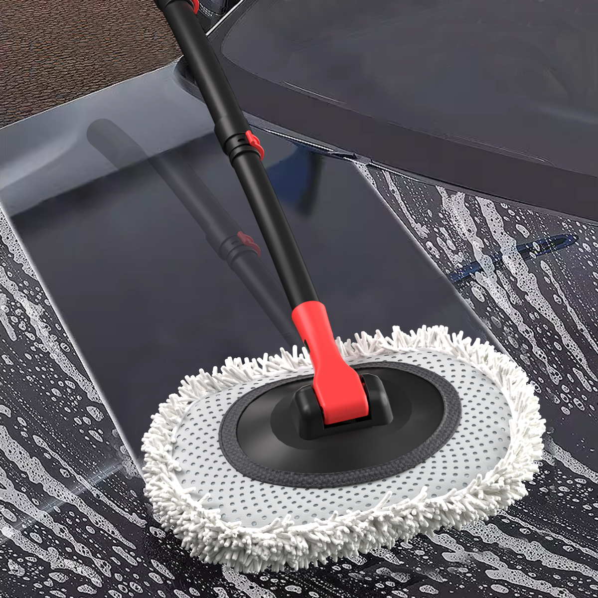 41-Inch Water-Flow Car Wash Brush Mop with 10m Hose