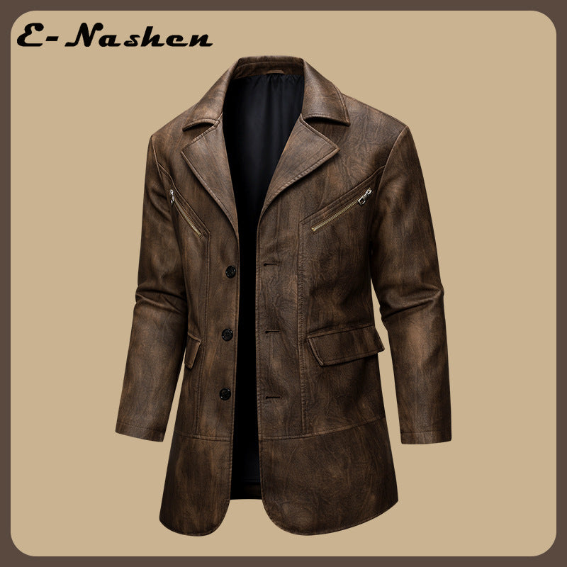 Men's Loose-Fit Faux Leather Jacket