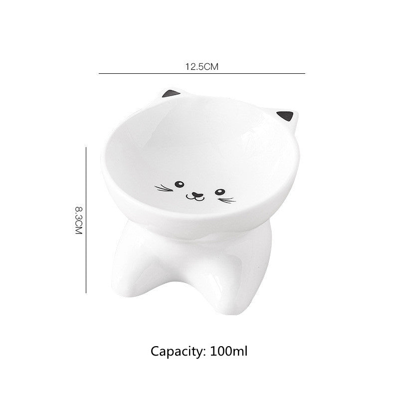 Ceramic Small Cat Face Shape Pet Food Bowl Dog Universal