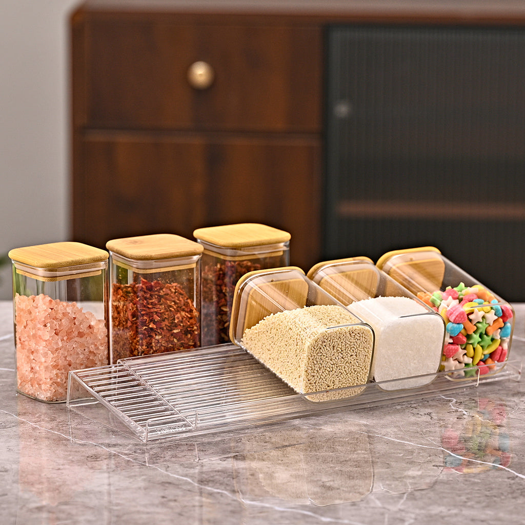4-Tier Clear Spice Rack Organizer (Set of 4)