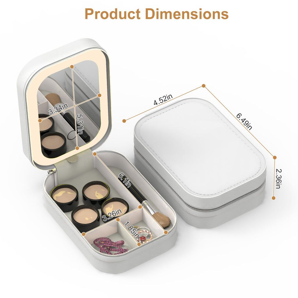 Travel Makeup Bag with Rechargeable LED Mirror