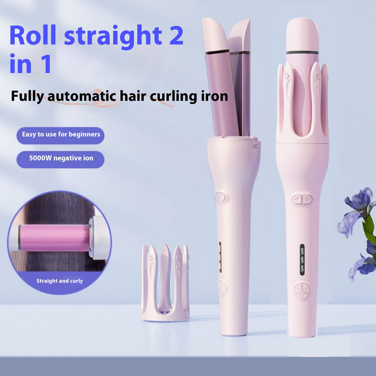 2 In 1 Automatic Hair Curler Straightener Negative Ion