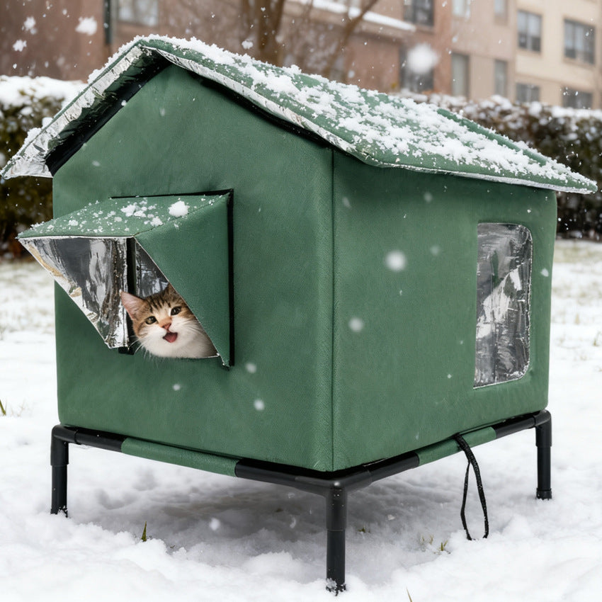 Waterproof Elevated Foldable Outdoor Cat House