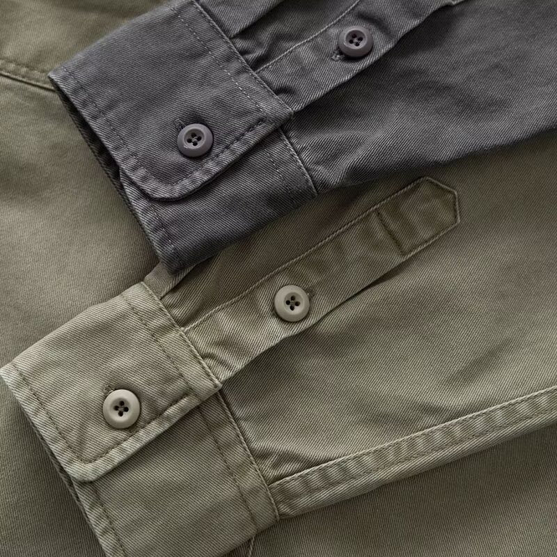 Men's Retro Twill Loose-Fit Work Shirt