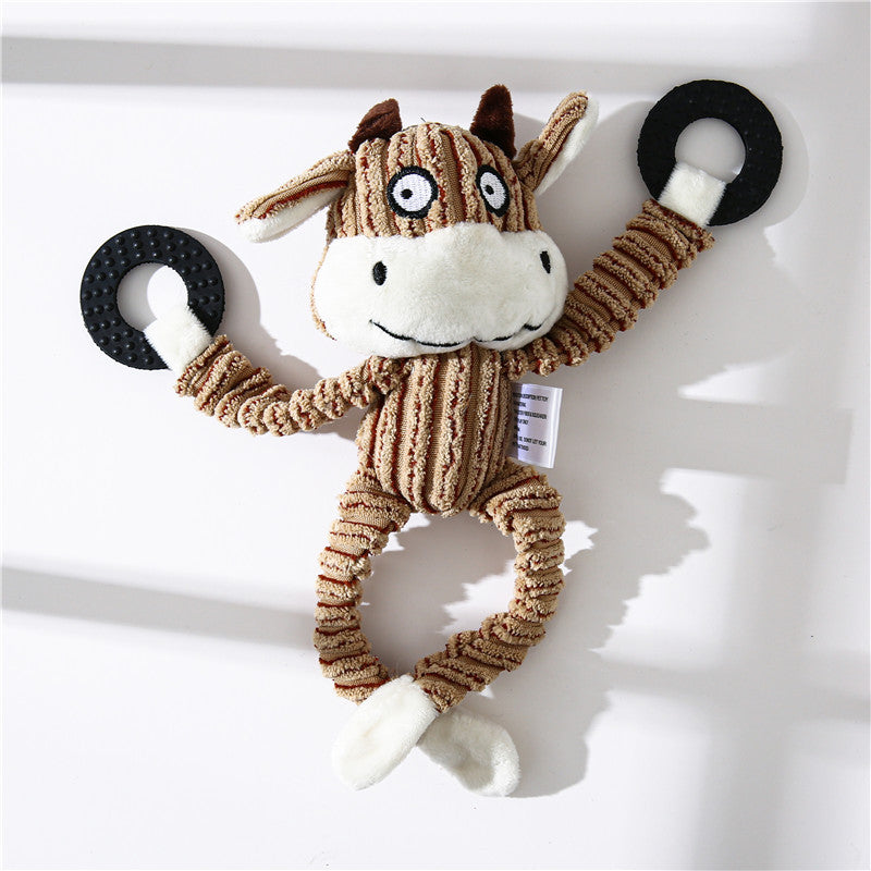 Pet Toy Donkey Shape Corduroy Chew For Dogs Puppy Squeaker
