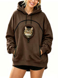 Women's Fleece Hoodie with Cat Pocket