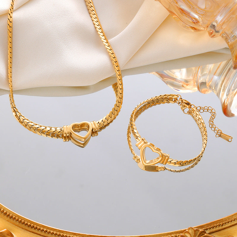 Personalized Love Chain Necklace Bracelet For Women Titanium