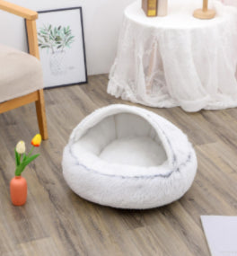 2 In 1 Dog And Cat Bed Pet Winter Round Plush Warm House Soft