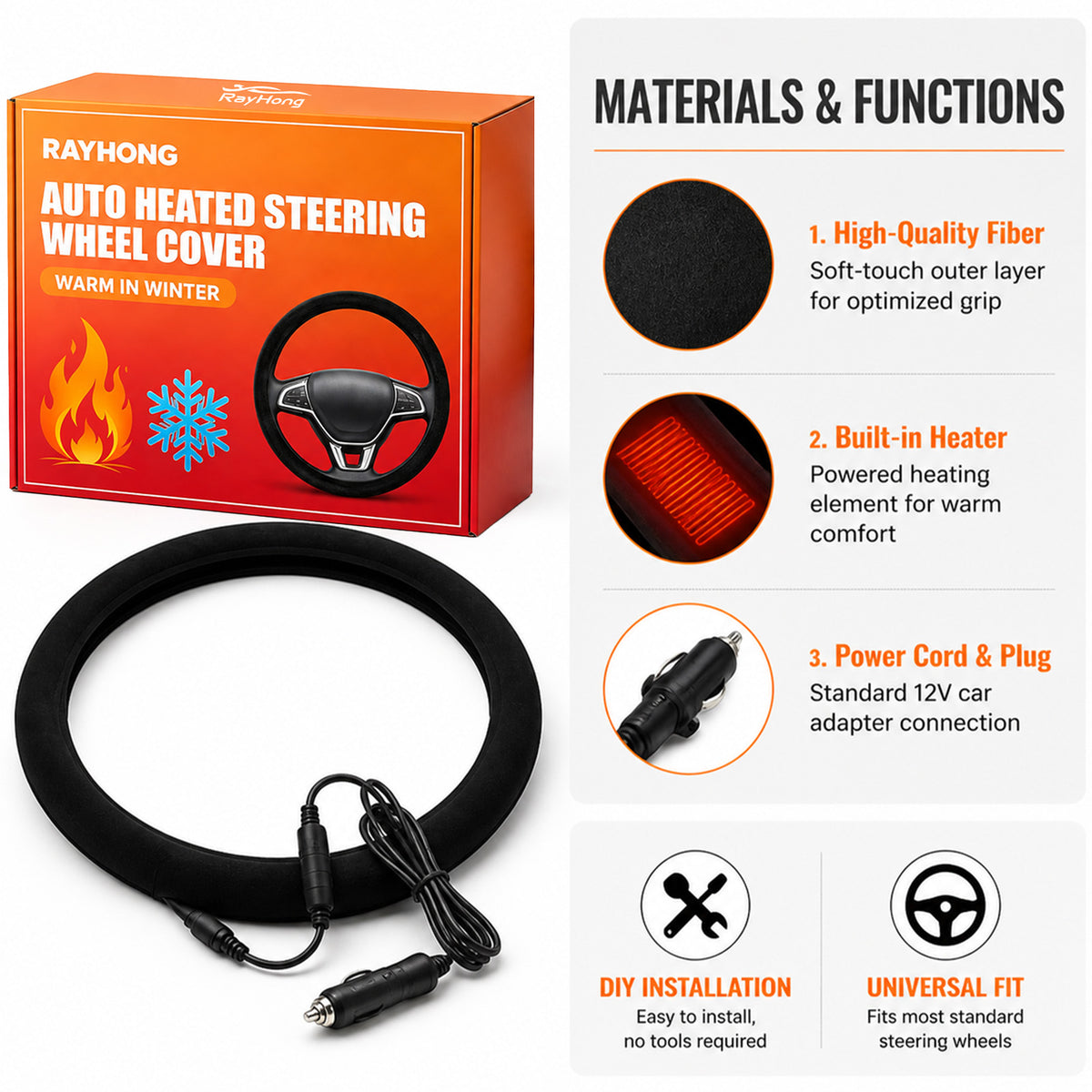 Universal Heated Steering Wheel Cover