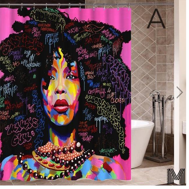 Art Design Graffiti Hip Hop African Girl with Black Hair Big