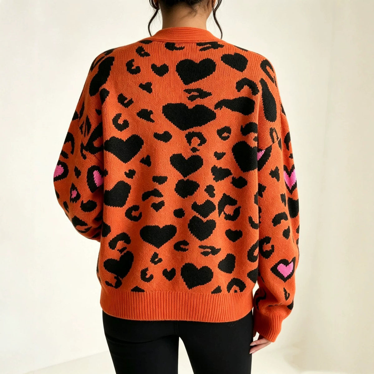 Women's Leopard-Print Knit Cardigan Sweater