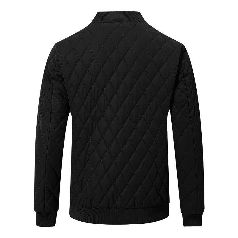 Men's Stand-Collar Padded Faux Leather Jacket