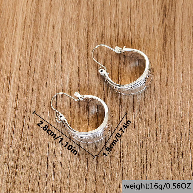 Vintage Carved Pattern Earrings Ladies' National Jewelry