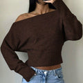 Women's Off-Shoulder Cropped Knit Sweater