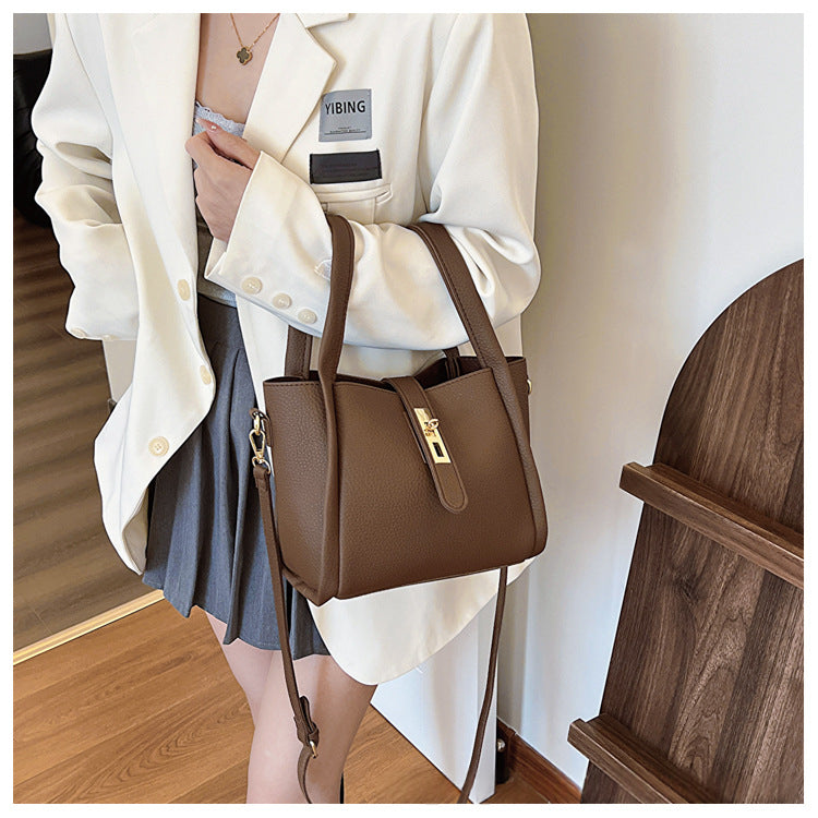 Retro Textured Bucket Shoulder Bag