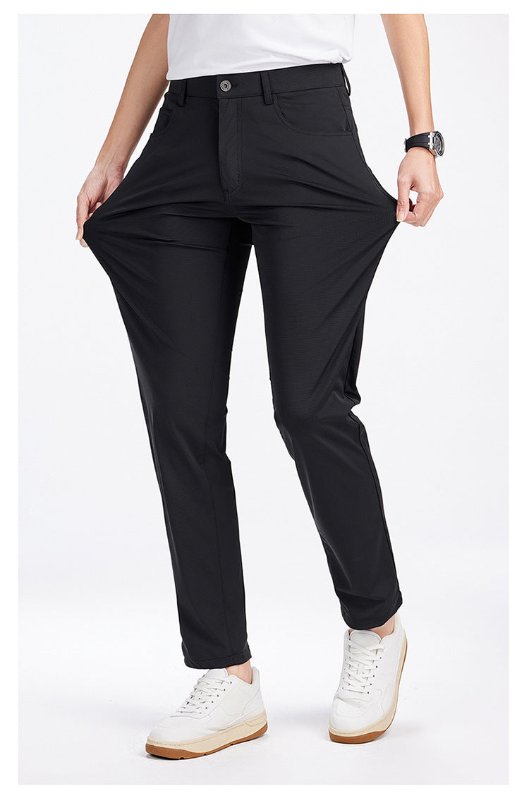 Men's Stretch Ice Silk Straight-Leg Casual Pants