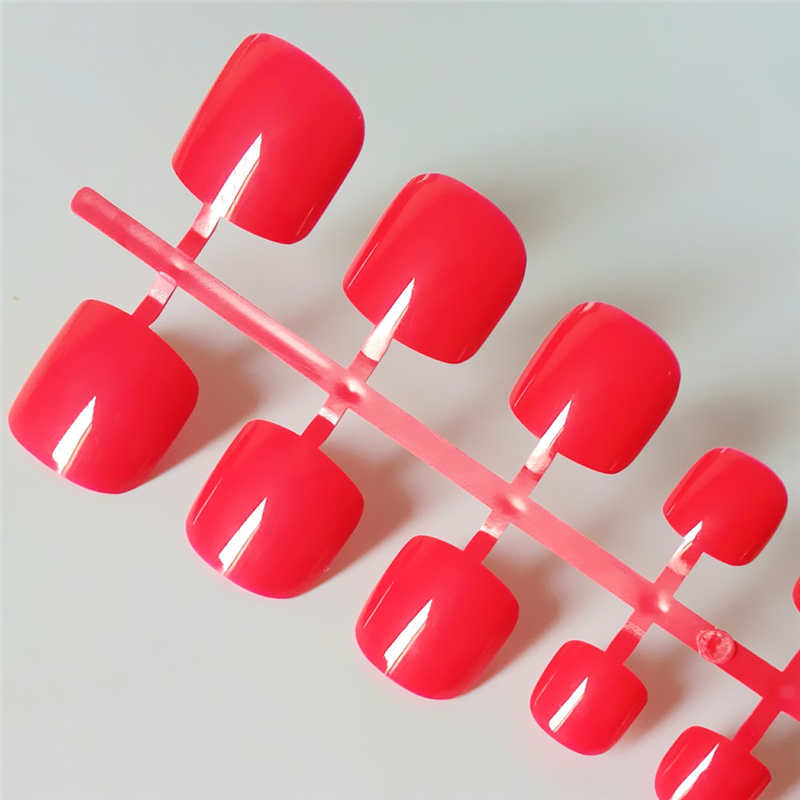 Bright Green Acrylic Fake Toe Nails Square Press