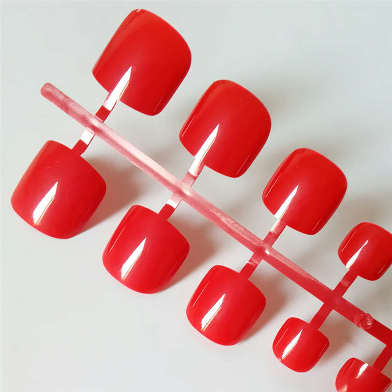 Bright Green Acrylic Fake Toe Nails Square Press