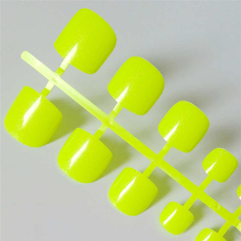 Bright Green Acrylic Fake Toe Nails Square Press