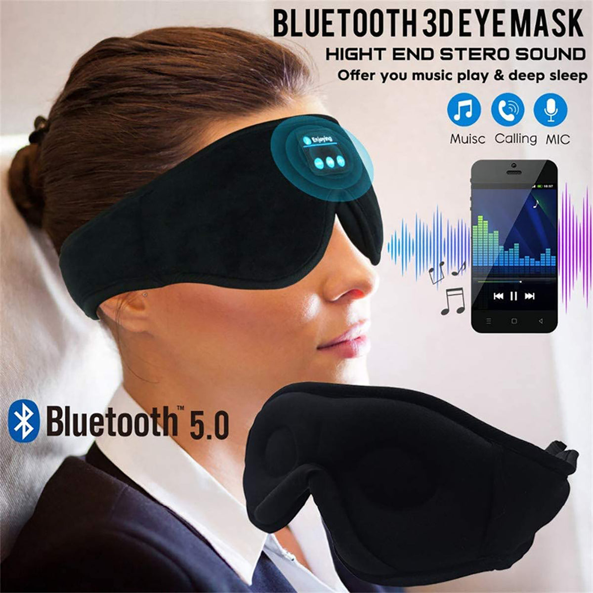 Wireless Bluetooth Stereo Music Eye Mask Blackout Sleep