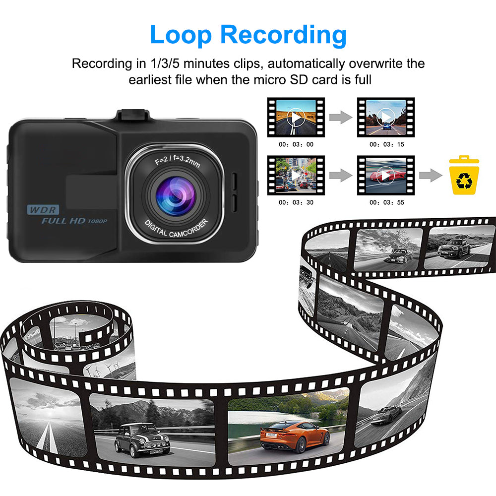 HD Night Vision Dash Cam with 3" Screen