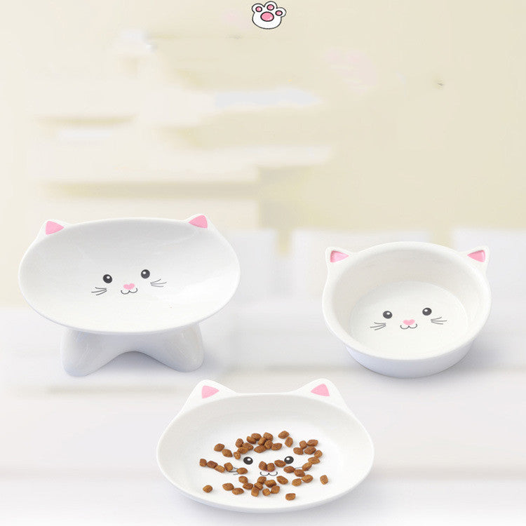 Ceramic Small Cat Face Shape Pet Food Bowl Dog Universal