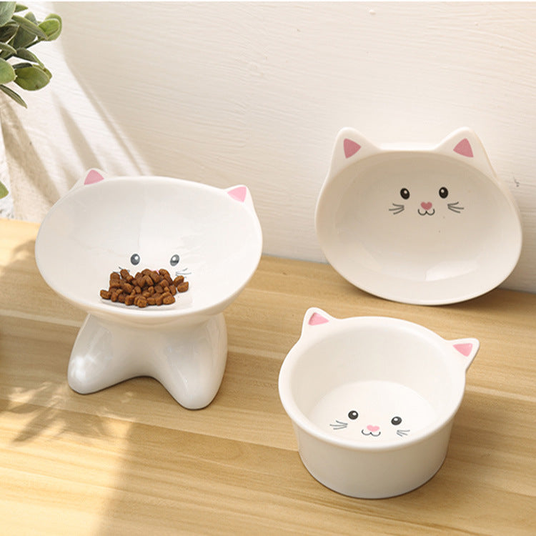 Ceramic Small Cat Face Shape Pet Food Bowl Dog Universal