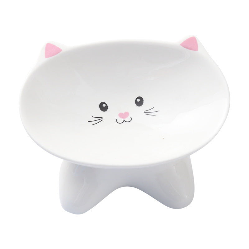 Ceramic Small Cat Face Shape Pet Food Bowl Dog Universal