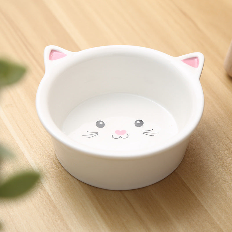 Ceramic Small Cat Face Shape Pet Food Bowl Dog Universal