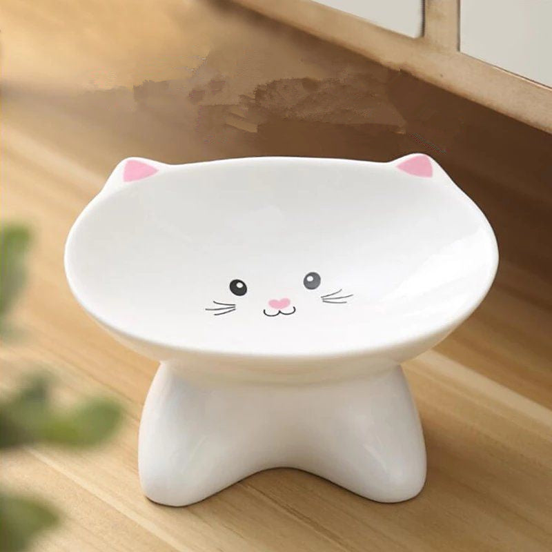 Ceramic Small Cat Face Shape Pet Food Bowl Dog Universal