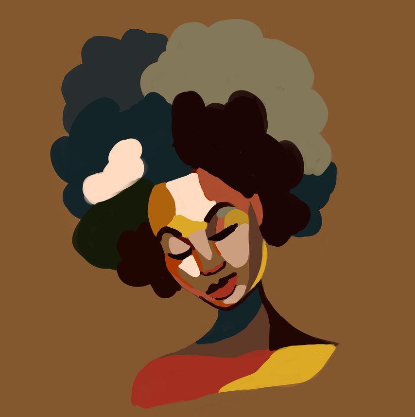 Art Design Graffiti Hip Hop African Girl with Black Hair Big