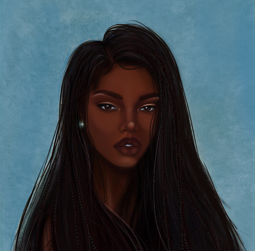 Art Design Graffiti Hip Hop African Girl with Black Hair Big