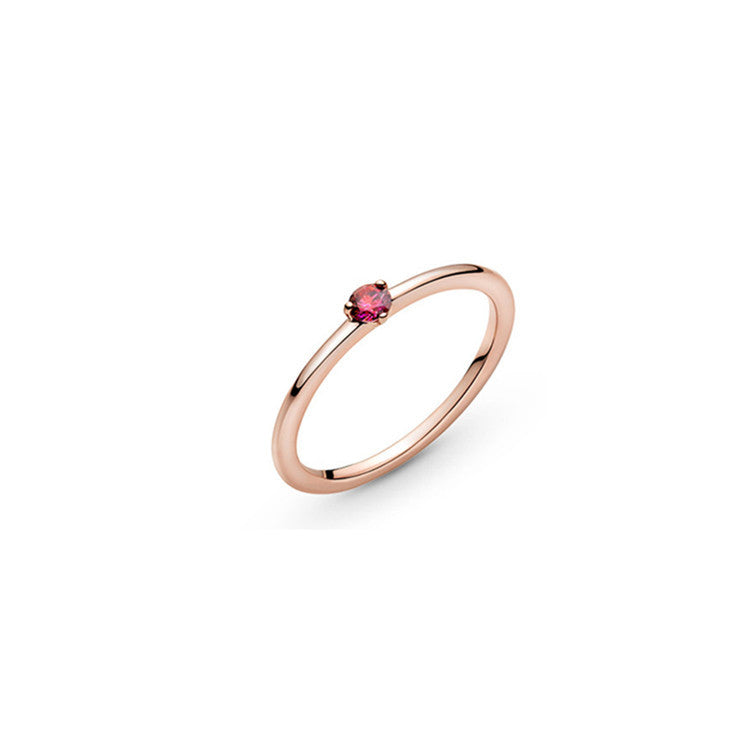 Sterling Silver Ring Rose Gold Solitaire Epoxy Love Heart