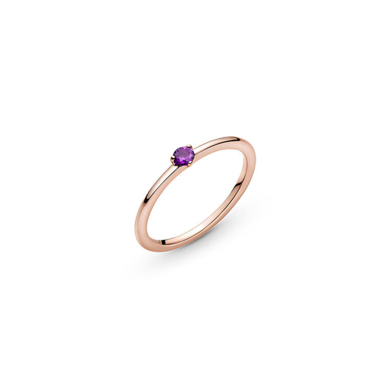 Sterling Silver Ring Rose Gold Solitaire Epoxy Love Heart