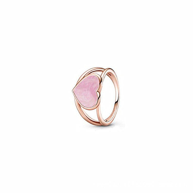 Sterling Silver Ring Rose Gold Solitaire Epoxy Love Heart