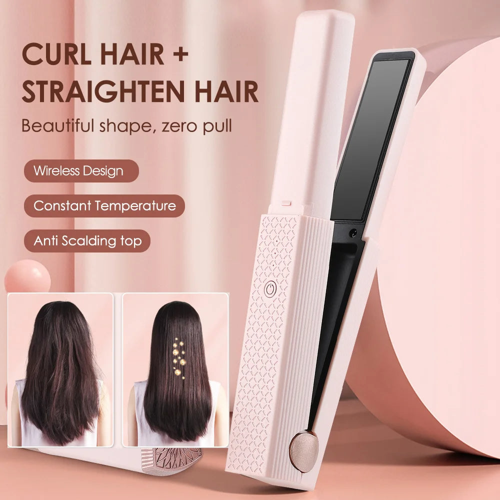 Hair Straightener Cordless Usb Mini Ceramics Curler 3 Constant