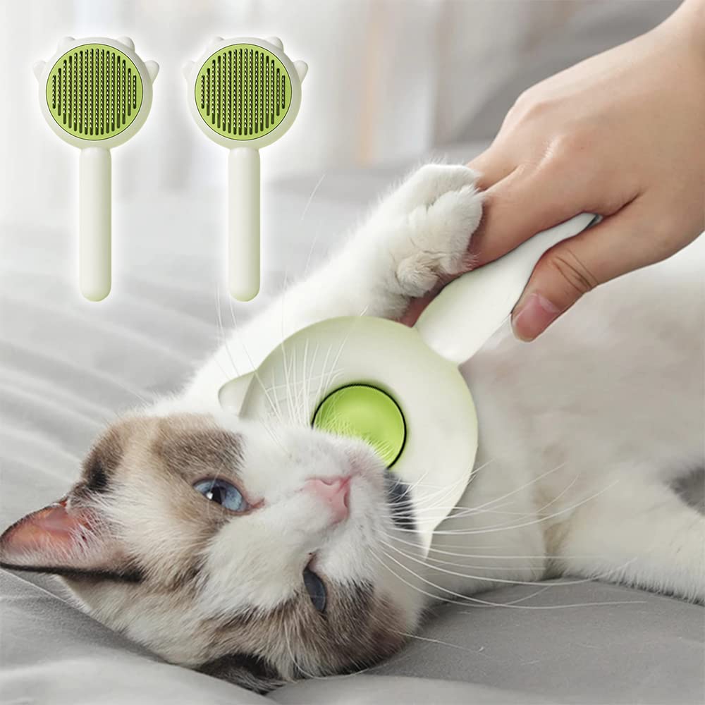 Pet Hair Cleaner Brush Cat Grooming With Release Button Long