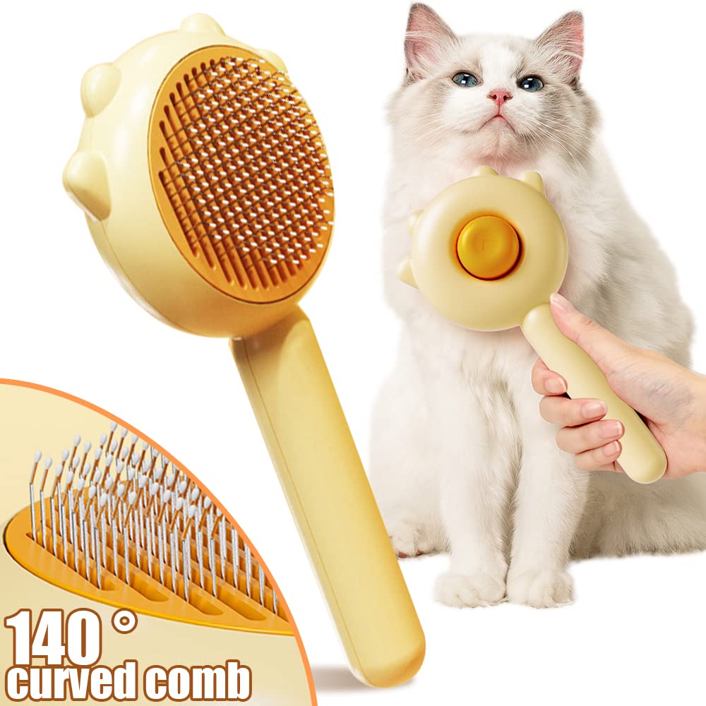 Pet Hair Cleaner Brush Cat Grooming With Release Button Long