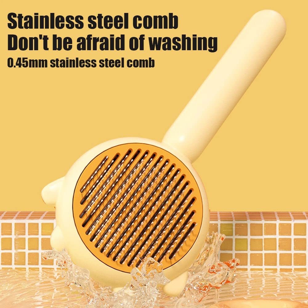 Pet Hair Cleaner Brush Cat Grooming With Release Button Long