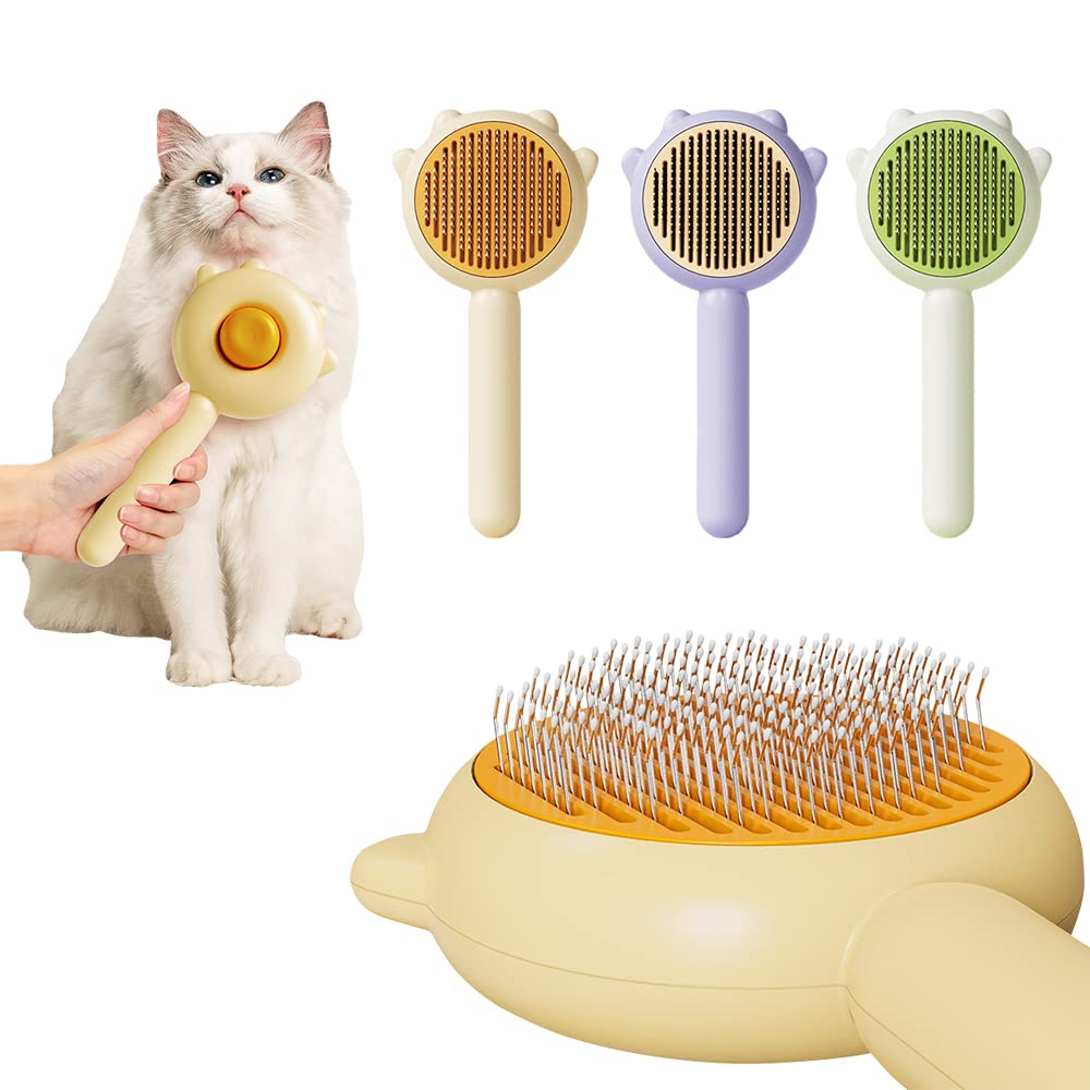 Pet Hair Cleaner Brush Cat Grooming With Release Button Long