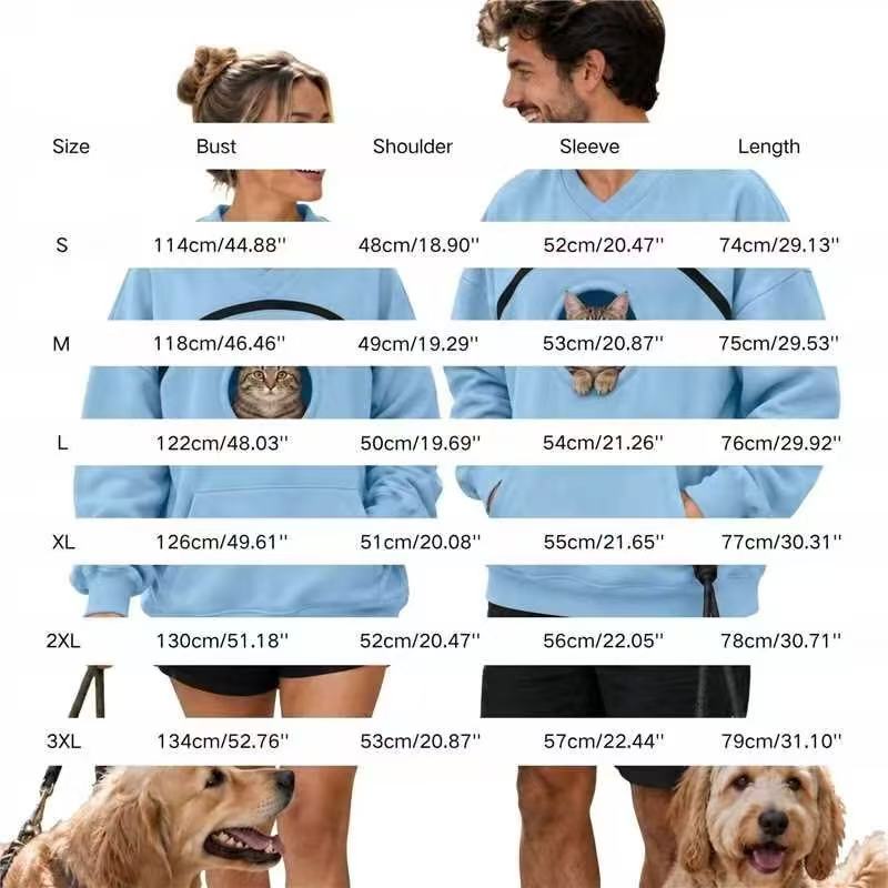 Human & Pet 2-in-1 V-Neck Sweatshirt with Cat Pocket