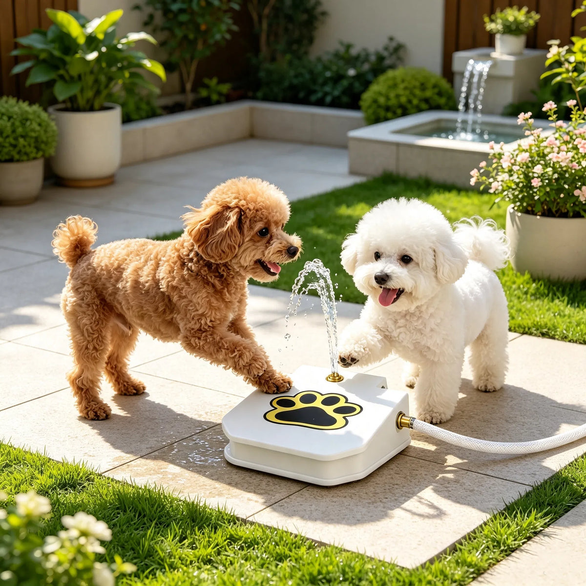 Step-Activated Outdoor Dog Water Fountain - Paw Pedal Dispenser