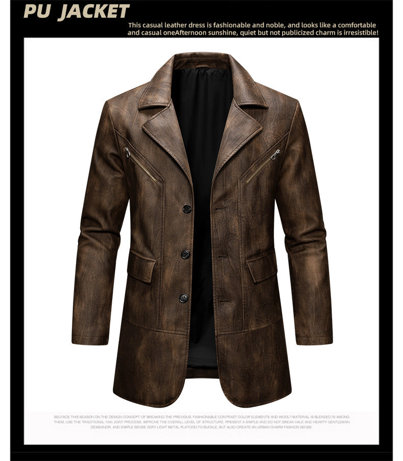 Men's Loose-Fit Faux Leather Jacket
