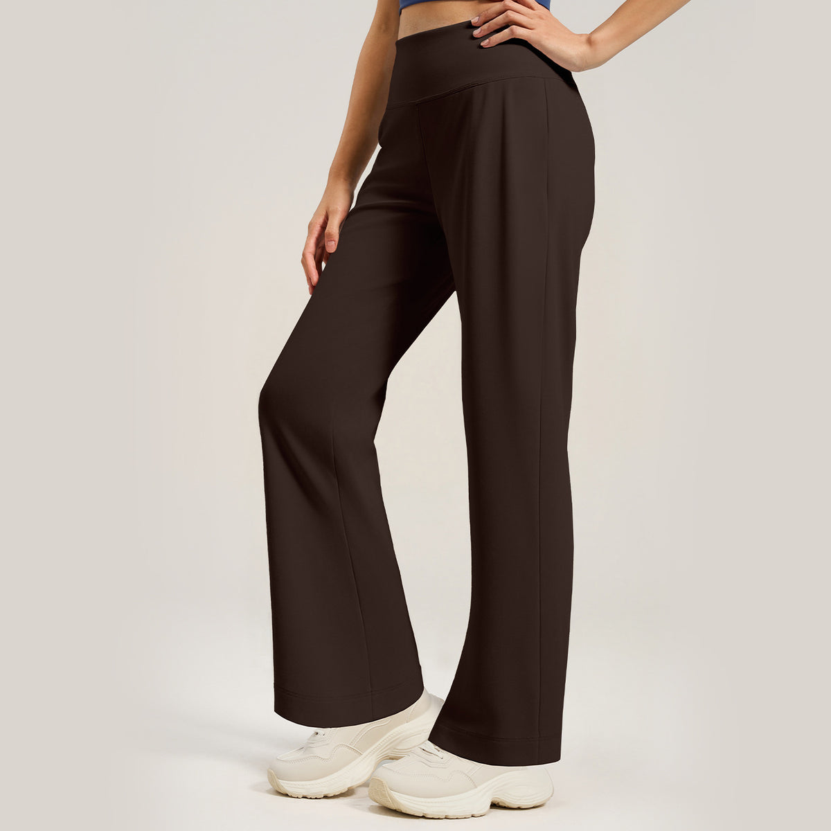 High-Waist Wide-Leg Yoga Pants with Back Pocket