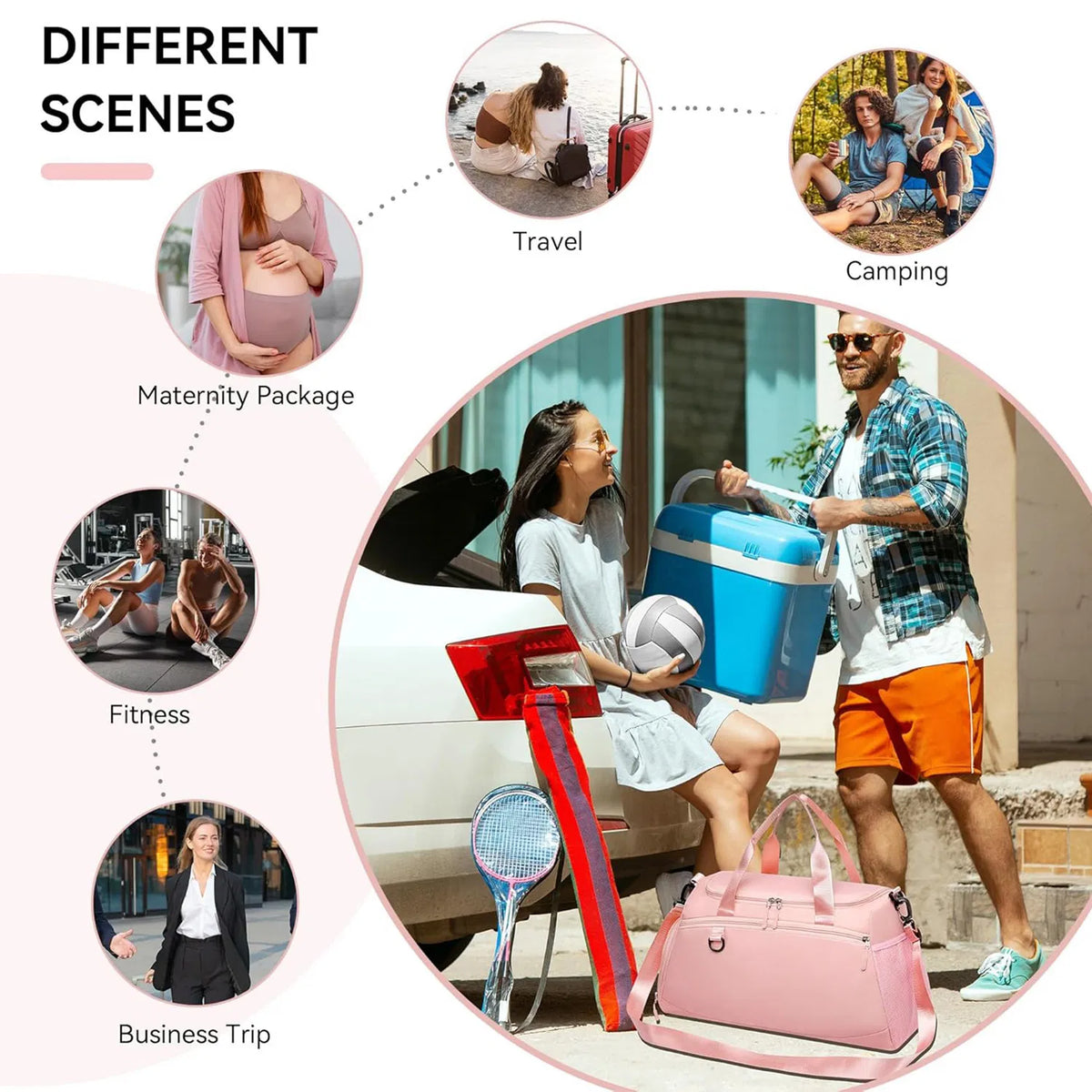 Waterproof Gym Duffle Bag 37L with Shoe Compartment