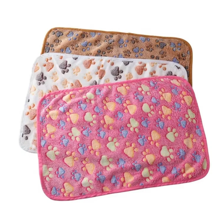 3-Pack Soft Plush Paw Print Pet Blankets — Washable