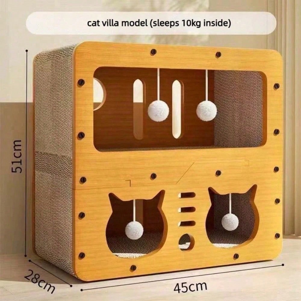 2-in-1 Cat Scratcher House – Double-Layer Cat Bed