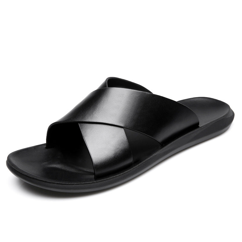 Men's Soft Leather Slippers for Indoor & Outdoor